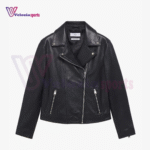 Leather Biker Jacket- lather jacket for her- black leather jacket